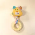 Yellow plush animal dog chew toy with colorful woven handle and TPR donut ring - 17*7cm / Yellow Dog