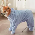 Peignoir bleu gaufré absorbant pour chiens moyens et grands, vue de la variante. - M / Peignoir / Bleu Clair