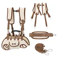 Beige-braunes Haustier-Trageschultergurt-Set für kleine Hunde und Katzen mit Leine - S / Rucksack-Stil (6-Wege-Nutzung) / Cremeweiß & Kaffee