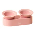 Rosa Doppel-Keramik-Napf mit ergonomischem Nackenschutzständer für Katzen und Hunde - Rosa / Doppelschüssel Set