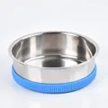 Langlebiger Futternapf aus Edelstahl mit blauem, rutschfestem Silikonboden für Hunde und Katzen - Edelstahl Rutschfest Haustiernapf (BXG-FHW) / Blau