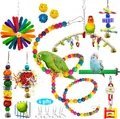 Comprehensive 15-piece bird toy set featuring colorful swings and parrot climbing beads - 15pcs Set