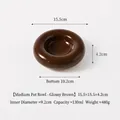 Cuenco cerámico de color marrón brillante para mascotas con forma de bagel y medidas - Marrón Brillante / M