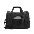 Durable black Oxford cloth foldable pet carrier bag for transporting cats and small dogs - Black