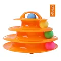 Interactive 4-layer cat tower turntable toy in vibrant orange with colorful balls for pets - 4 Tiers / OPP Bag / Orange