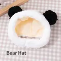 Cute soft white plush pet headpiece with black bear ears for cats and small dogs - One Size / Panda Style / White (with Black Ears)