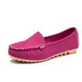 Classic magenta suede loafers with round toe and comfortable flat rubber sole - 35 / Rose Red