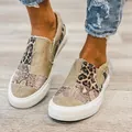 Detail of women's patchwork canvas slip-on shoes with leopard and snake prints - 35 / Khaki