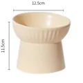 Bol surélevé en céramique pour animaux, crème, diamètre 12,5 cm et hauteur 11,5 cm - Bol à pied haut bouche inclinée / 1 Pièce / Kaki