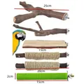 Set di trespoli per uccelli in legno con rami naturali e corda per piccoli pappagalli - Set da 6 Pezzi (Stile 2)