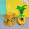 Pineapple shaped yellow tumbler cat toy featuring a green feather and natural catnip ball - Catnip Ball Style / Yellow