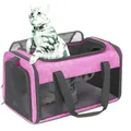 Breathable pink foldable pet carrier bag with mesh panels for cats and small dogs - Size: 43cm*28cm*28cm / Pink