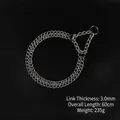 Durable stainless steel double-row P-chain dog collar, 3.0mm thick and 60cm long - Double Row Slip Chain / 3.0mmx60cm