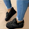 Stivali da neve neri caldi con fodera in ecopelliccia e fiocco decorativo per donna - 40 / Nero