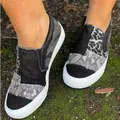 Casual dames slip-on canvas schoenen met patchwork luipaard en camouflage print - 35 / Zwart