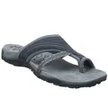 Sandalo sportivo infradito da donna con plantare grigio e cinturini blu fantasia - Grigio