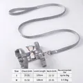 Adjustable grey plaid dog harness and leash set with a cute bow tie for small pets - S / Morandi Gray