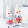 Set of 2 cute plush Mother's Day gnomes with hearts and pink floral hat decorations - Mother's Day Pearl Doll (C2-10/11)
