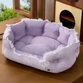 Comfortable soft purple pet sofa bed with elegant white lace trim and polka dot pattern - M (52*40*18CM) / Princess Polka Dot