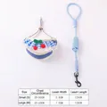 Adjustable blue plaid pet harness and leash set with a cute cherry ornament decoration - S / Blue