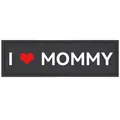 Hochwertiger I Love Mommy Klettverschluss Aufnäher für K9 Hundegeschirr und Weste - S (11x3cm) / Ich liebe Mama / Schwarz Rotes Herz