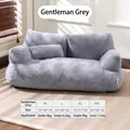 Gentleman Grey warm plush pet sofa bed with size chart for small and medium dogs - Gray / M Approx 55*38*18cm