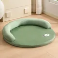 Cama de verano premium para mascotas verde con superficie de bambú y borde acolchado - M / Diámetro 50CM / Panda Verde