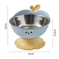 Apple-shaped elevated pet bowl with stainless steel liner in blue and yellow - Stainless Steel Bowl Set / Blue