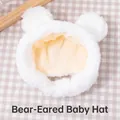Cute white furry pet hat with bear ears for cats and small dogs, soft plush style - One Size / Bear Ears / White