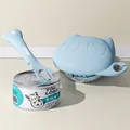 Cuillère en forme d'os et couvercle de boîte en forme de chat bleu clair pour animaux - Ensemble Combinaison Bleu