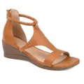 Sandales compensées vintage en similicuir marron clair pour femmes avec bride à la cheville - 34 / Marron