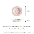 Ciotola per animali in ceramica rosa con coniglio, misura piccola 13,8 cm. - Mini Ciotola Ondulata