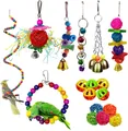 11pcs Colorful Bird Toy Set with Swings, Ladders, and Rattan Balls for Parrots and Bird Cages - 17-Piece Set (Style 2)