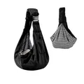 Bandolera ajustable y portátil negra y de cuadros para el transporte de perros y gatos - Estilo Bandolera Ajustable (2415#) / Negro