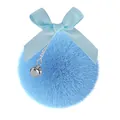 Light blue plush cat toy ball with decorative ribbon bow and small silver bell accessory - Blue Plush Ball Replacement Head