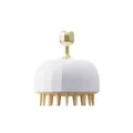 White silicone pet bath massage brush with gold handle for cats and dogs - White