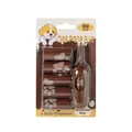 Scented chocolate dog poop bag set with 6 rolls and a portable brown dispenser unit - 6 Rolls + 1 Long Dispenser / Chocolate Scented Card Pack (90 Bags)