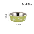 Small green stainless steel pet bowl with 14.2cm diameter and 5.1cm height size - S / Green