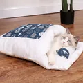 Sacco a pelo caldo invernale per animali con motivo a gatto per cani e gatti - Taglia S / Stampa Gatto Blu