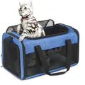Portable blue breathable foldable pet carrier bag for small cats and dogs travel - Size: 43cm*28cm*28cm / Blue