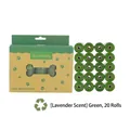 Biologisch afbreekbare hondenpoepzakjes met lavendelgeur, 20 rollen in groen - Box (20 Rollen) / 20 Rollen Doos / Legergroen