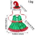 Christmas elf costume wine bottle cover set including green dress and red hat with measurements - Female Apron