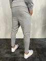 Back view of men's slim fit gray joggers with zipper cuffs for running and gym - 2XL / Bottoms / Gray
