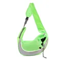 Portable breathable green mesh pet carrier sling bag with adjustable strap for travel - L / Green