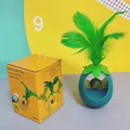 Pineapple shaped catnip tumbler toy with green feather and product packaging - Catnip Ball Style / Green