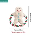 Christmas gingerbread man plush dog squeaky toy with red and green cotton rope ring - Gingerbread Man