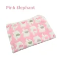 Couverture douce en polaire corail rose pour animaux avec motif d'éléphant blanc mignon - Taille S 25x25CM / Éléphant Rose