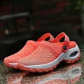 Chaussures de marche confortables en maille orange respirante pour femmes avec semelle - Orange