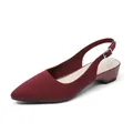 Eleganti scarpe slingback bordeaux in maglia a punta con tacco basso largo da donna - 34 / arancio-rosso