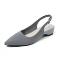 Eleganti décolleté slingback in maglia grigia con punta e comodo tacco a blocco basso - 34 / Grigio